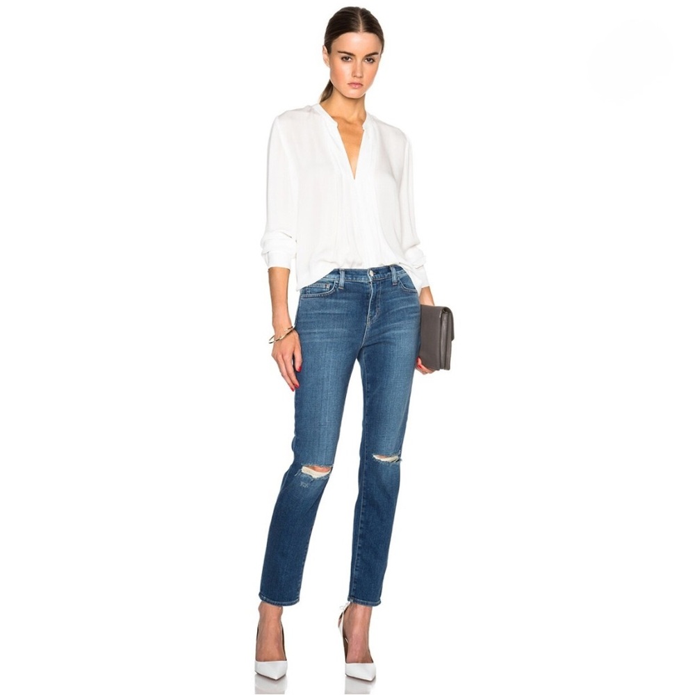 L'AGENCE Mon Jules Distressed Skinny Jeans in Authentique Denim Size 25